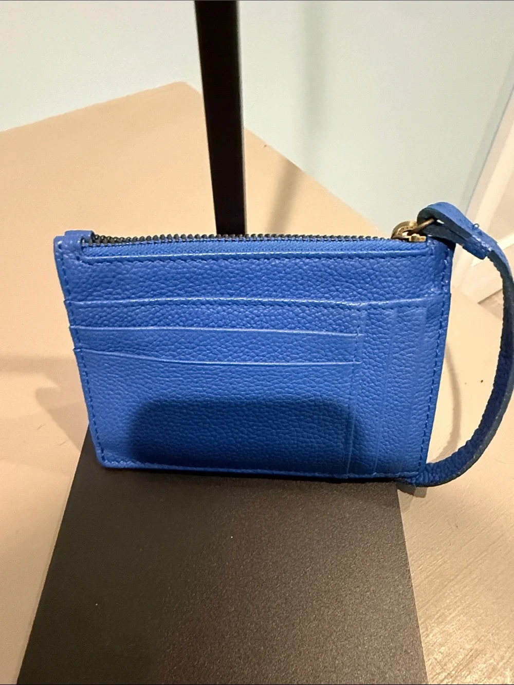HOBO Electric Blue Leather Zip Card Wallet with Wristlet